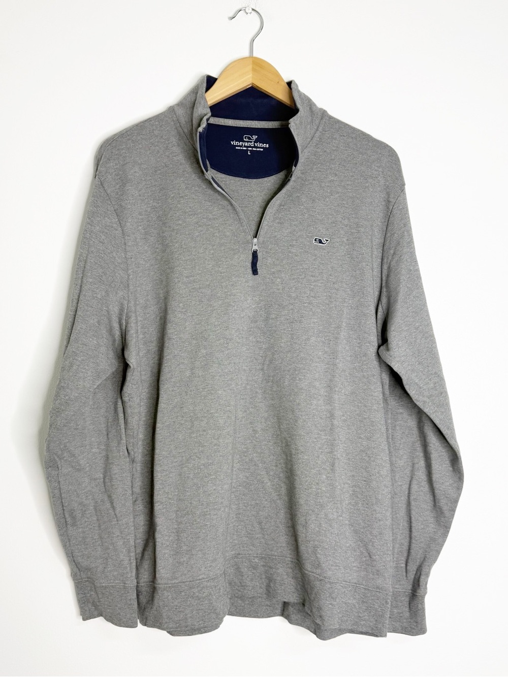 Vineyard Vines Men’s Large Gray Pima Cotton Quarter Zip Pullover